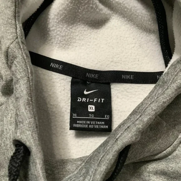 Nike Dri Fit Therma Fleece Running Turtleneck Big Swoosh Grey Pullover Hoodie XL - Picture 9 of 14